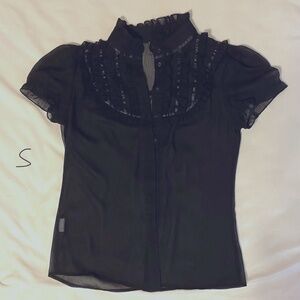 Sheer Black Blouse Small